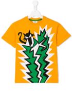 Fendi Kids Cat Print T-shirt, Boy's, Size: 10 Yrs, Yellow/orange