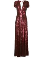 Temperley London Sequins Long Dress - Red