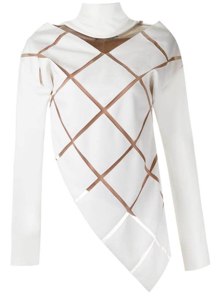 Gloria Coelho - Sheer Panels Top - Women - Elastodiene/polyester/viscose - M, White, Elastodiene/polyester/viscose