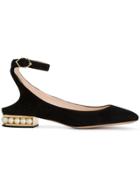 Nicholas Kirkwood Black Suede Lola Pearl Ballet Pumps
