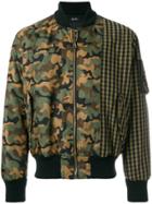 No21 Camouflage And Check Bomber Jacket - Green