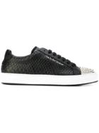 Philipp Plein Studded Captoe Snake-effect Sneakers - Black