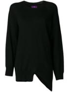Y's - Asymmetric Hem Sweater - Women - Wool - 2, Black, Wool