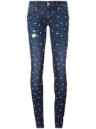 Philipp Plein Star Studded Skinny Jeans, Women's, Size: 29, Blue, Spandex/elastane/polyester/cotton
