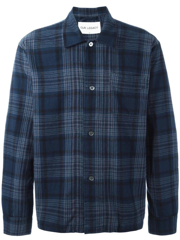 Our Legacy 'box' Plaid Shirt, Men's, Size: Medium, Blue, Cotton