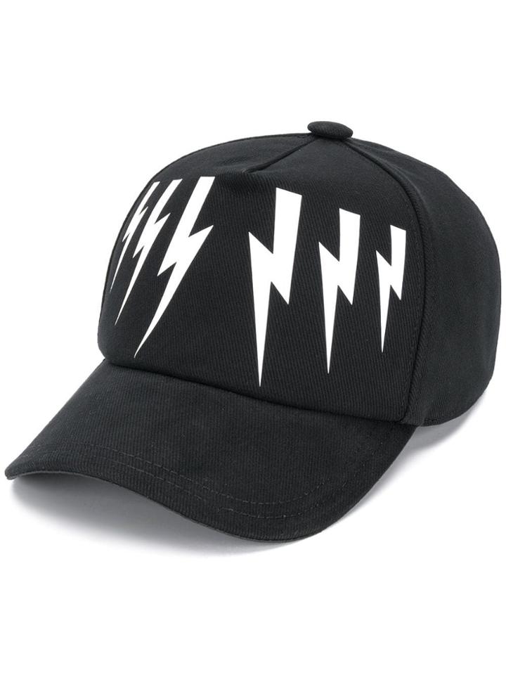 Neil Barrett Lightning Print Cap - Black