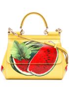 Dolce & Gabbana Watermelon Print Handbag, Women's, Yellow/orange, Calf Leather