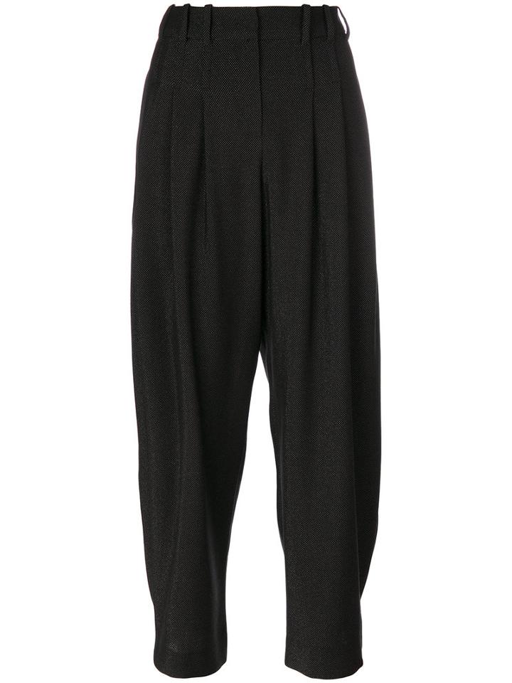 Giorgio Armani - Pleated Waist Cropped Trousers - Women - Silk/polyamide/spandex/elastane/virgin Wool - 40, Black, Silk/polyamide/spandex/elastane/virgin Wool
