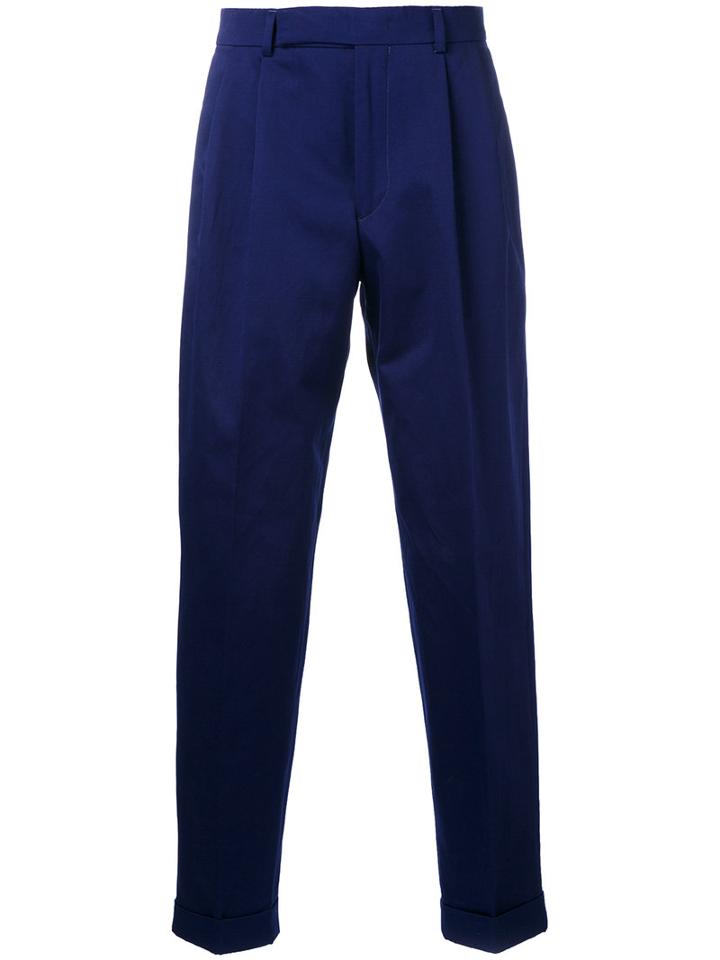 Paul Smith - Double Pince Trousers - Men - Cotton/linen/flax - 30, Blue, Cotton/linen/flax