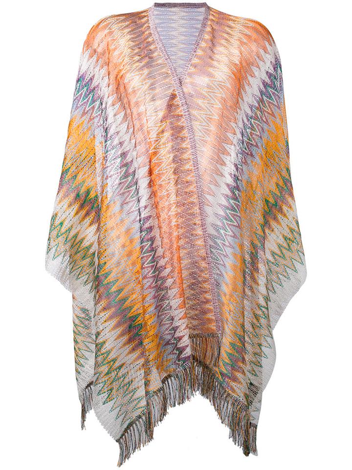 Missoni - Embroidered Cape - Women - Nylon/viscose - One Size, Yellow/orange, Nylon/viscose