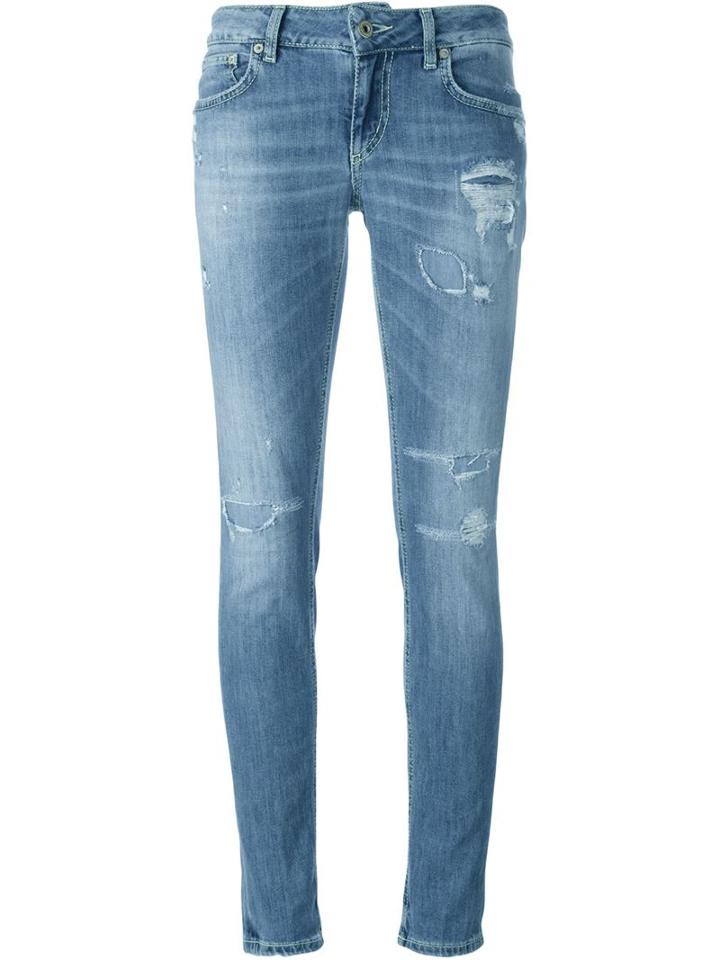 Dondup Distressed Skinny Jeans, Women's, Size: 28, Blue, Cotton/polyester