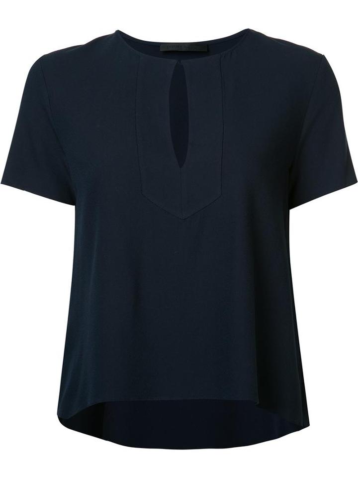 Jenni Kayne Slit Neck Flared Blouse, Women's, Size: Large, Blue, Viscose/spandex/elastane