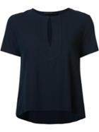 Jenni Kayne Slit Neck Flared Blouse, Women's, Size: Large, Blue, Viscose/spandex/elastane