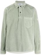 Stone Island Longsleeved Corduroy Polo Shirt - Grey
