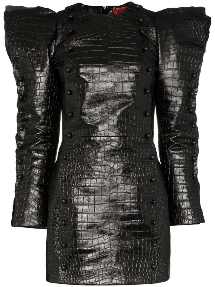 Ronald Van Der Kemp Snake Print Mini Dress - Black