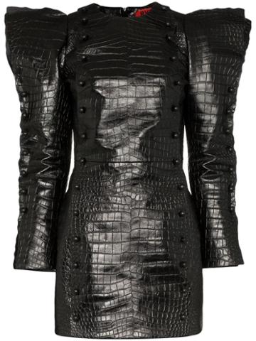 Ronald Van Der Kemp Snake Print Mini Dress - Black