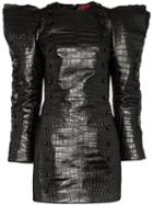 Ronald Van Der Kemp Snake Print Mini Dress - Black