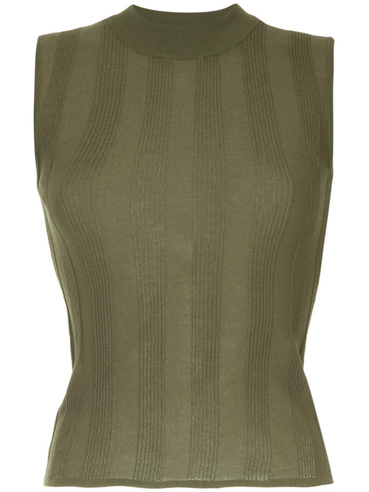 H Beauty & Youth Rib Knit Sleeveless Top - Green