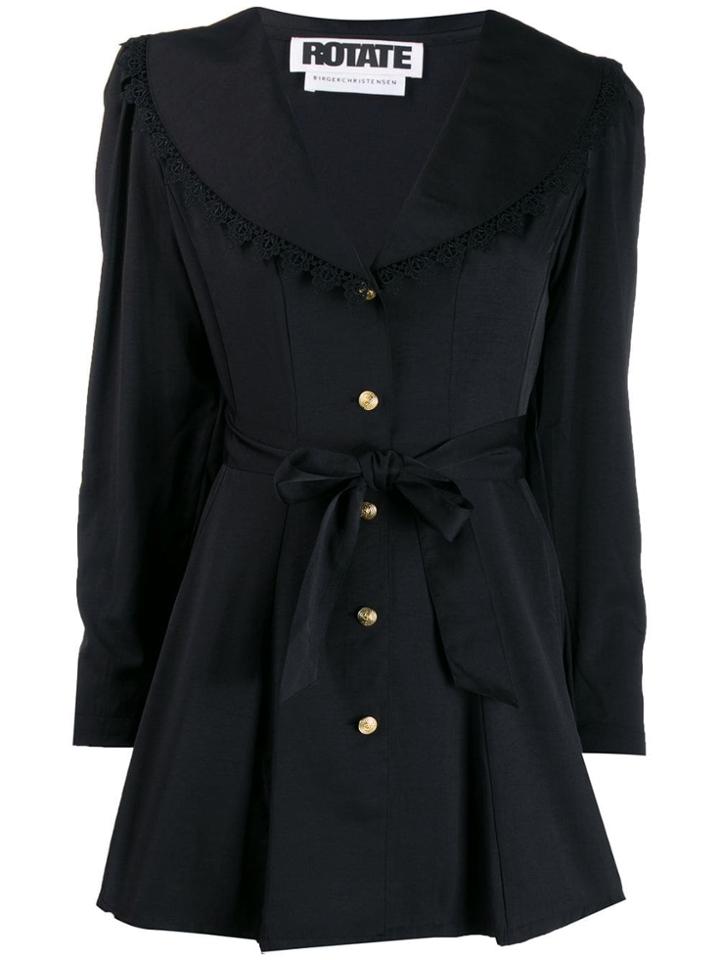 Rotate Tie Waist Flared Blazer - Black