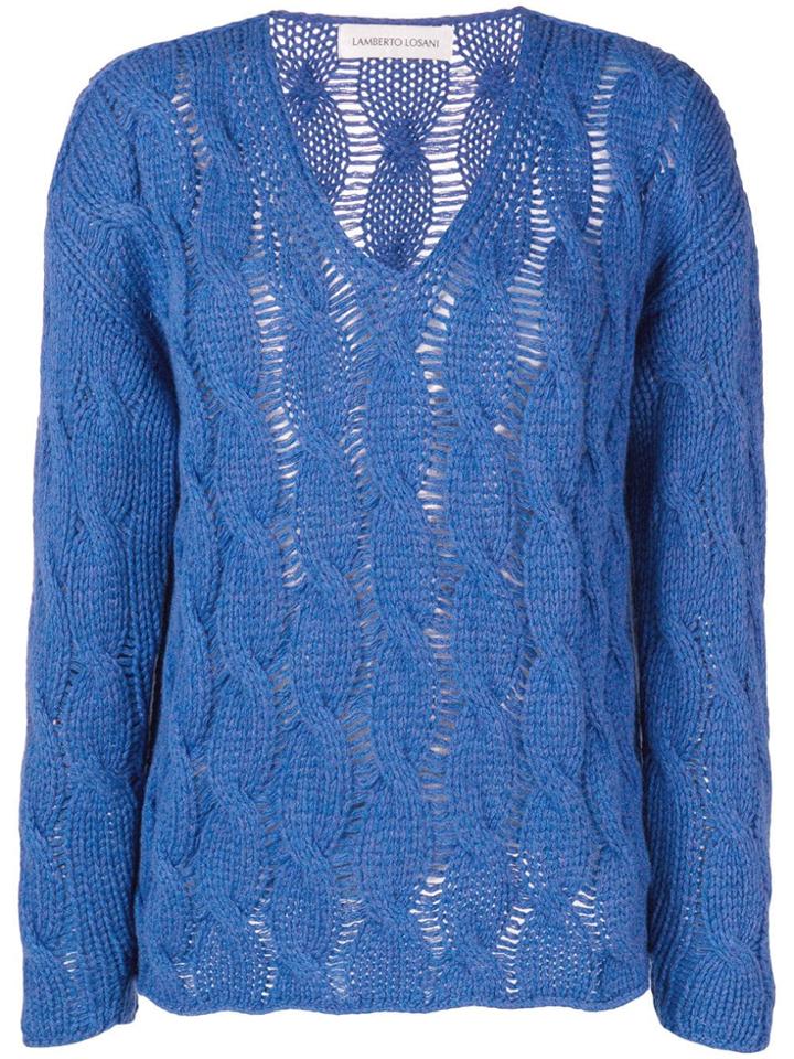 Lamberto Losani Cable Knit Sweater - Blue