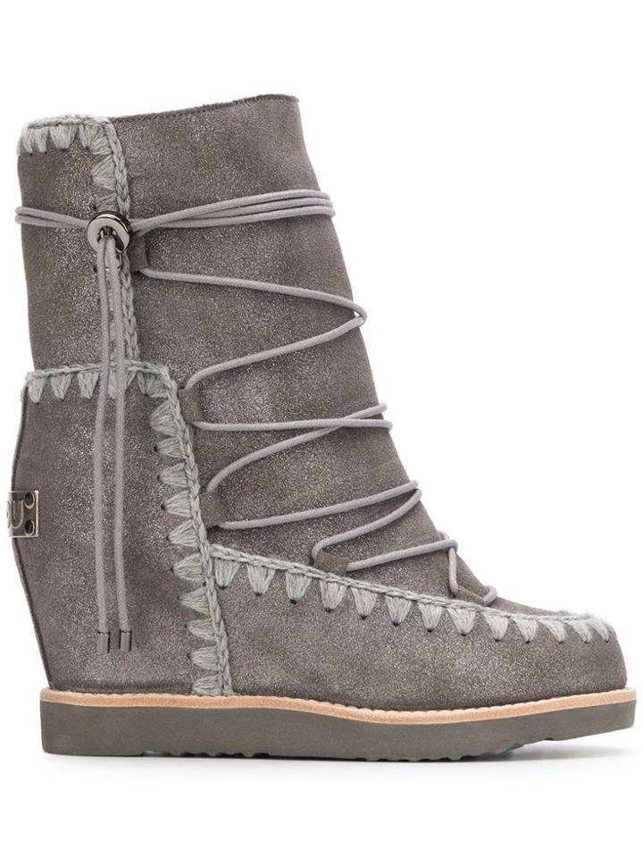 Mou Lace-up Snow Boots - Grey