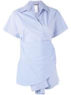 Sportmax - Striped Panel Wrap Shirt - Women - Cotton - 34, Blue, Cotton