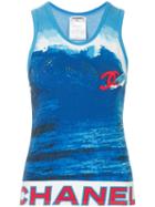 Chanel Pre-owned Surf Print Logo Tank - Blue