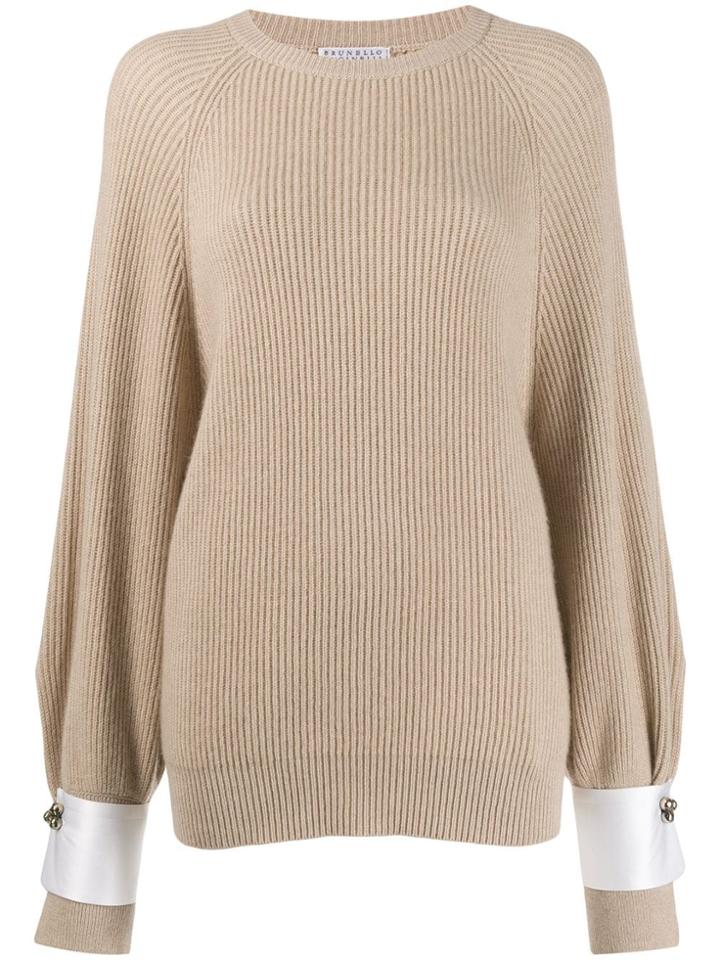Brunello Cucinelli Ribbed Cuff-detail Cashmere Jumper - Brown