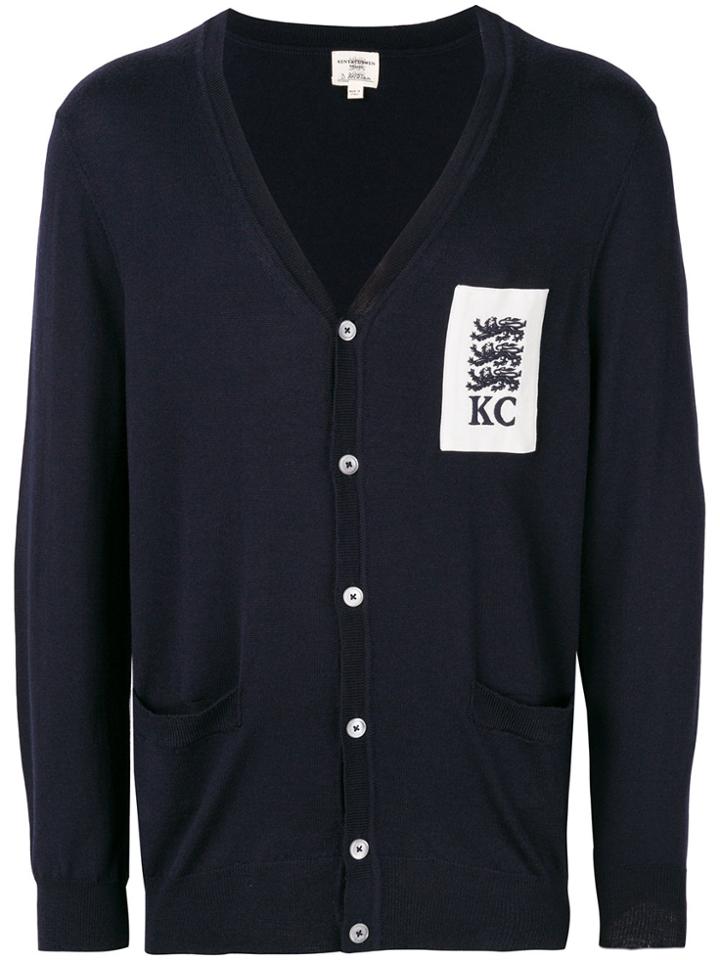 Kent & Curwen Patch Detail Cardigan - Blue