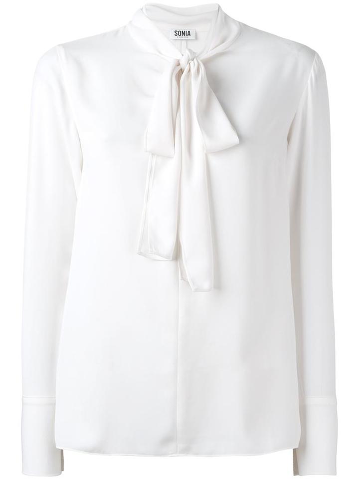 Sonia By Sonia Rykiel Tied Neck Longsleeved Blouse, Women's, Size: 38, White, Polyester