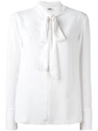Sonia By Sonia Rykiel Tied Neck Longsleeved Blouse, Women's, Size: 38, White, Polyester
