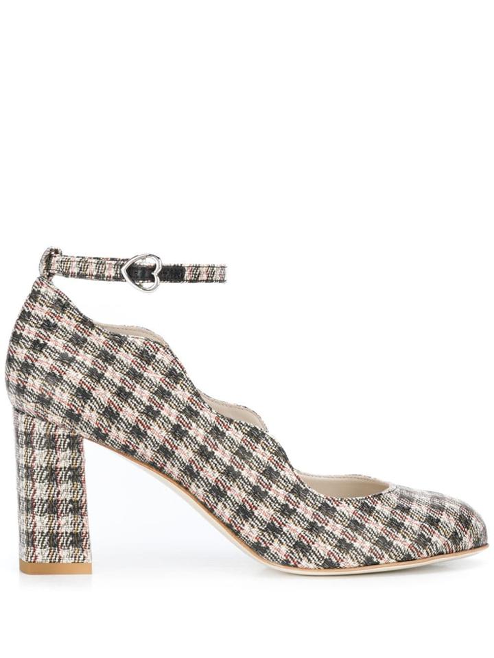 Francesca Bellavita Scalloped Tweed Pumps - Black