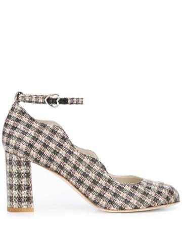 Francesca Bellavita Scalloped Tweed Pumps - Black