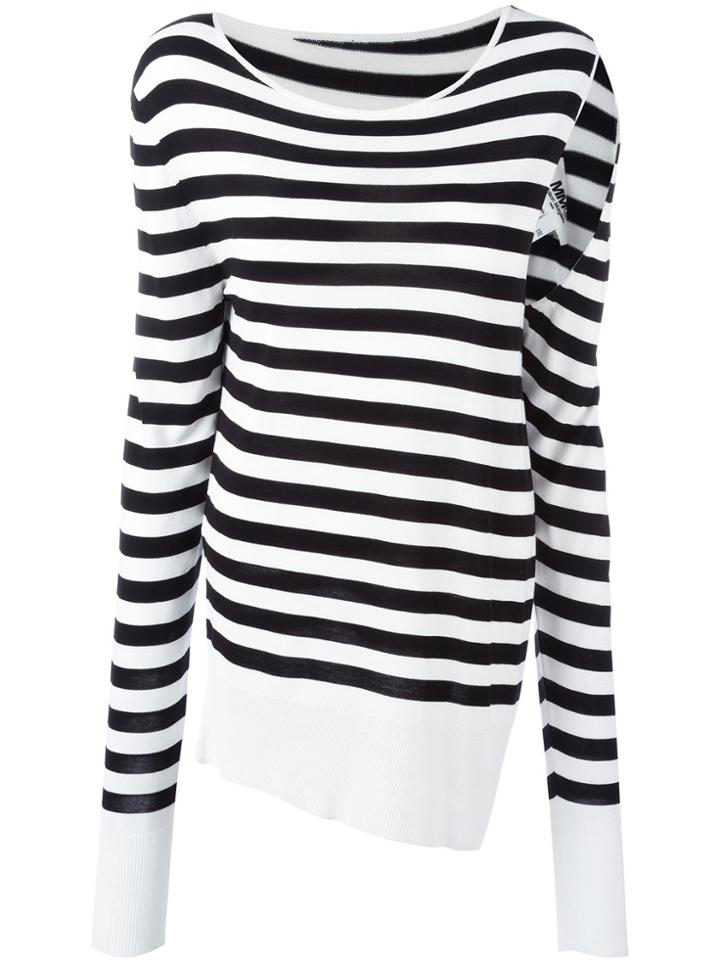 Mm6 Maison Margiela Slit Sleeve Striped Pullover - Black