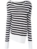 Mm6 Maison Margiela Slit Sleeve Striped Pullover - Black