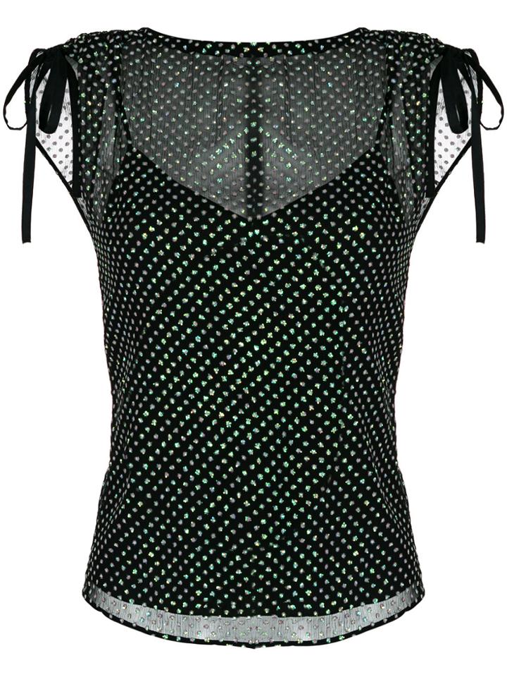 Red Valentino Glitter Dot Top - Black