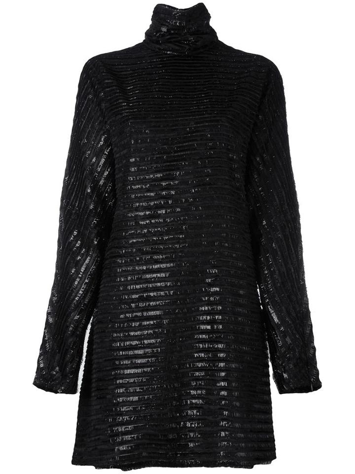 Mcq Alexander Mcqueen Roll Neck Fringed Dress, Women's, Size: 44, Black, Polyester/viscose
