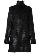 Mcq Alexander Mcqueen Roll Neck Fringed Dress, Women's, Size: 44, Black, Polyester/viscose