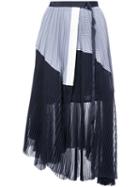 Sacai - Asymmetric Micro-pleated Skirt - Women - Cotton/polyester/cupro - 1, Blue, Cotton/polyester/cupro