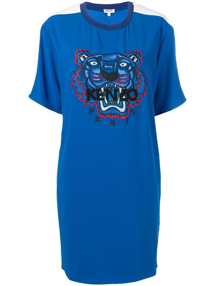 Kenzo Crepe Tiger Dress - Blue