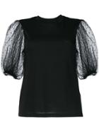 Red Valentino Tulle Puff Sleeves Blouse - Black
