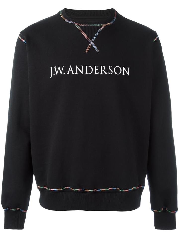 J.w.anderson Logo Print Sweatshirt, Men's, Size: Small, Black, Cotton