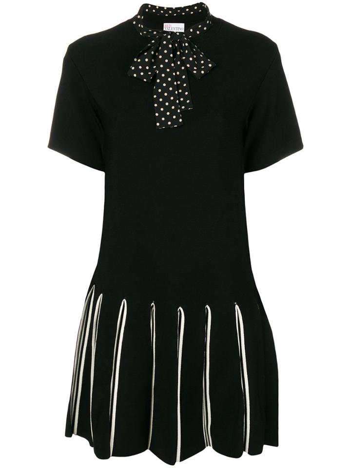 Red Valentino Striped Hem Dress - Black