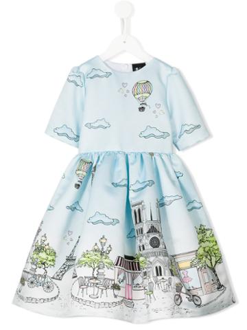 Love Made Love Paris Print Dress, Girl's, Size: 7 Yrs, Blue