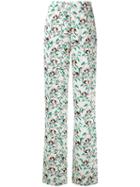 Etro Leaf Print Wide Leg Trousers, Women's, Size: 42, White, Viscose