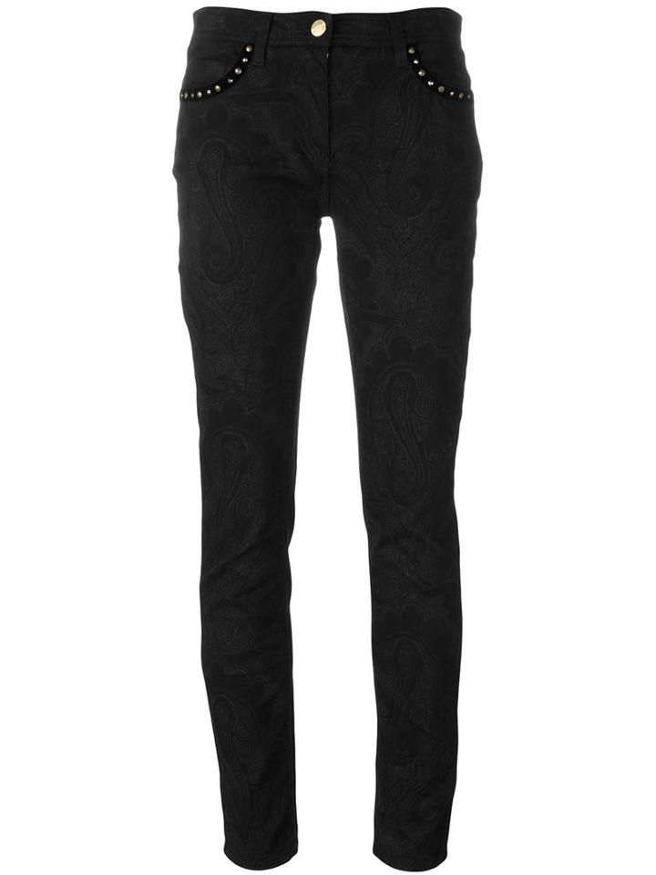 Etro 'treo' Print Jeans, Women's, Size: 28, Black, Cotton/spandex/elastane