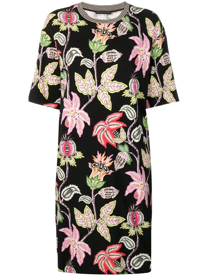 Etro Floral-print Shift Dress - Black
