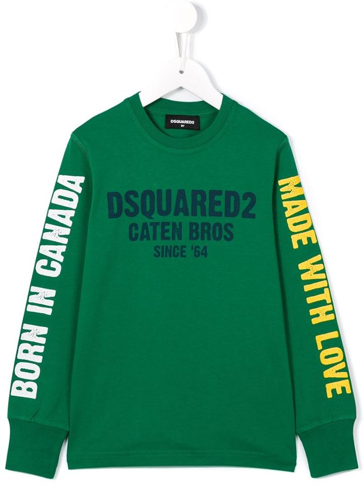 Dsquared2 Kids Logo Print Sweatshirt, Boy's, Size: 12 Yrs, Green
