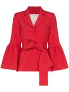 Bytimo Belted Trumpet Sleeve Blazer - Red