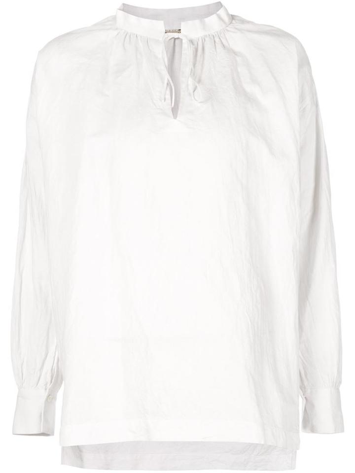Arts & Science Band Collar Tie Blouse